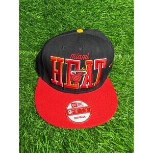 Miami Heat New Era 9FIFTY Snapback Hat Cap NBA Basketball HWC Black Red OSFA